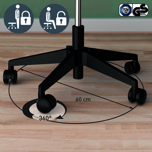 1 TABOURET A ROULETTES ASSIS DEBOUT