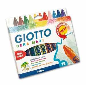 ETUI 12 CRAYONS CIRE GIOTTO MAXI  Diamètre 11MM ASSORTIS