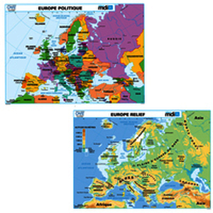 Carte murale l'Europe Relief - l'Europe politique