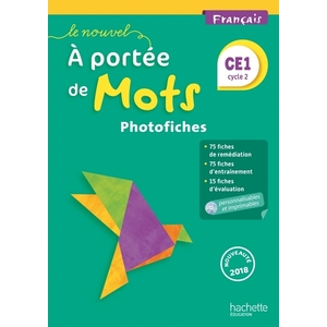 LE NOUVEL A PORTEE DE MOTS CE1 PHOTOFICHES + CD ROM ED.2018