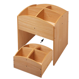 OS - 1 BAC À LIVRES 4 CASES HAUT + 1 BAC À LIVRES 4 CASES BAS A ROULETTES - HÊTRE