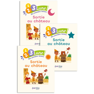 1, 2, 3, Lune !- Mes premières lectures - Sortie au château (pack : 1 album soleil + 1 album étoile + 1 album lune)
