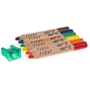 BTE 6 CRAYONS DE COULEUR EDUFIRST  ASSORTIS