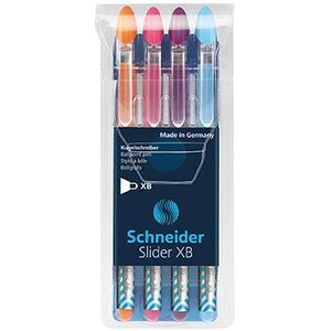 Pochette de 4 STYLOS BILLE SLIDER BASICS XB Encre de couleu