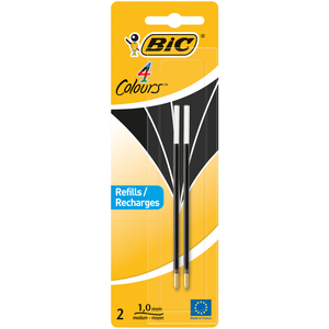 BIC 4 COULEURS 2 RECHARGES NOIR