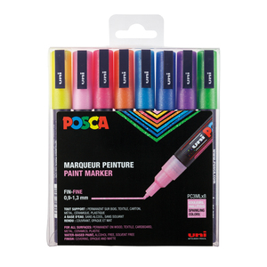 POSCA PC-3M 8 MARQUEURS COLORIS PAILLETÉS ASSORTIS