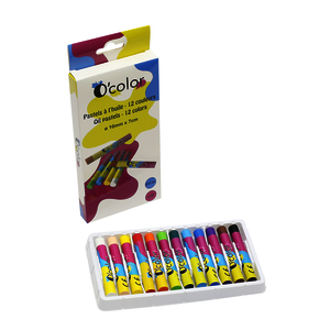 12 PASTELS À L'HUILE 10MMX7CM COLORIS ASSORTIS