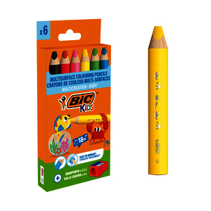 KIDS MULTI-SURFACE BABY 1 BOITE DE 6 CRAYON DE COULEURS COLORIS ASSORTIS