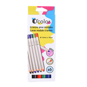 6 CRAYONS COULEURS GROS MODULE 3EN1 COLORIS ASSORTIS