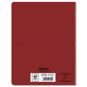 CAHIER PP RECYCLÉ 17X22 96P SÉYÈS ROUGE