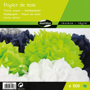 500F PAPIER DE SOIE 16X16CM ASSORTIES