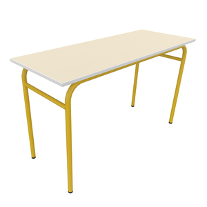 TABLE AXIS 2 PERSONNES 50*1300 T6 JAUNE GENET - PLATEAU SERINGA - CHANT ABS BLANC