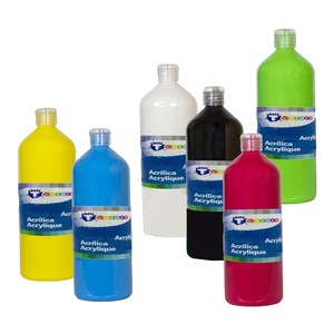 6 FLACONS ACRYLIQUE 500 ML COLORIS ASSORTIS