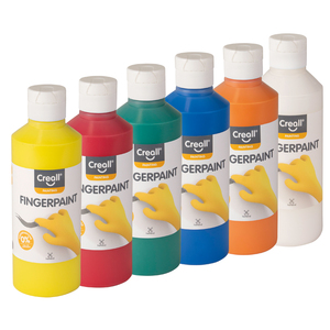 6 FLACONS GOUACHE AUX DOIGT 250ML COLORIS ASSORTIS