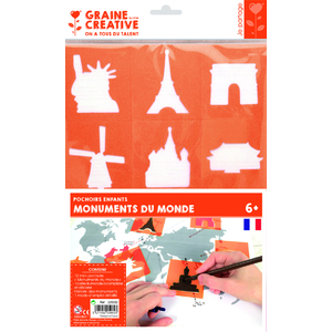 LOT DE 12 POCHOIRS LES MONUMENTS EXPLORE LE MONDE