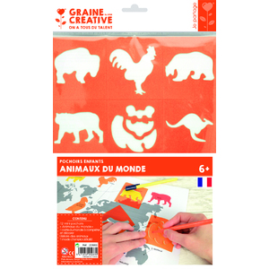 LOT DE 12 POCHOIRS  LES ANIMAUX EXPLORE LE MONDE