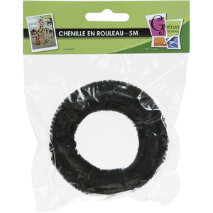 CHENILLE 8MM ÉCHEVEAU 5M NOIR