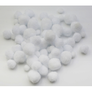 150 POMPONS BLANCS 3 TAILLES ASSORTIES
