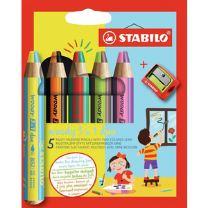 WOODY DUO 5 CRAYONS COLORIS ASSORTIS